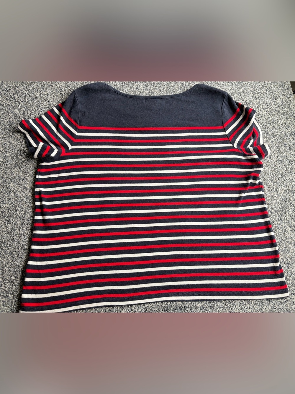 Chaps Navy Striped Short-Sleeve Tee with Shoulder Buttons - Picture 8 of 8
